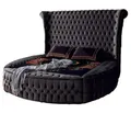 JVmoebel Rundbett Chesterfield Polsterbett aus Samt im modernen Design (1-tlg., Bett), Made in Europa