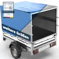 Tarpofix® Anhänger Hochplane 208x114x90 cm inkl: Planenseil - ECHTES PVC PLANENMATERIAL - Randverstärkte & Robuste Plane -Langlebige Abdeckplane Anhängerplane für viele 750kg PKW Autoanhänger