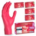 ARNOMED Einweghandschuhe Rot 100 Stück/Box, Einmalhandschuhe XS, Nitrilhandschuhe, Handschuhe Einweg puderfrei, latexfreie Gummihandschuhe, Einweghandschuhe in XS, S, M, L & XL verfügbar