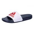 adidas Unisex Adilette Shower Slides, Cloud White / Scarlet / Victory Blue, 44.5 EU