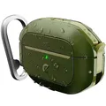 KeyBudz ElementProof für AirPods Pro 2 Case mit Schloss, vollständig wasserdichtes AirPods Pro Etui 2. Generation, robuster Schutz, Hartschalenhülle, Karabiner für AirPods Pro 1 & 2 - Grün Dunkelgrün