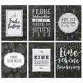 Papierdrachen Weihnachtskarten Set - 12 liebevoll gestaltete Postkarten zu Weihnachten - Kunstdruck zum Verschicken, Pakete dekorieren und Sammeln - Schwarz-weiß Tafel