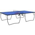 SPORTNOW Tischtennisplatte Klappbar mit Netz Rollen Stahl Blau 274 x 152,5 x76cm