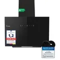 KKT KOLBE Dunstabzugshaube 60 cm Umluft Abluft Kopffrei Wandhaube Schwarz Glas LED-Beleuchtung Edelstahl SensorTouch BASE6004S - Schwarz