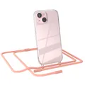 Handykette für Apple iPhone 15 Hülle mit Band Koralle Case Transparent Cover
