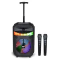 Bontempi | Trolley Akustik-Lautsprecher Wireless mit 2 Drahtlosen Mikrofonen, RGB-Lichtern, Fernbedienung, Display, TWS-Funktion, 39.5x22.5x19 cm