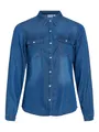 Vila Damen Vibista Denim Shirt/Su-noos, Dark Blue Denim, XS
