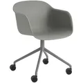 Muuto - Fiber Armchair Swivel mit Rollen, grau