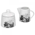 2tlg. Set Milchkännchen 22cl & Zuckerdose 26cl Black Flower Milch Gießer Zucker