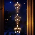 LED Weihnachtsdeko für Außen 3 Sterne mit Timer - 58 cm - Leuchstern Fensterdeko warm weiß Batterie betrieben