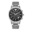 Emporio Armani Herrenuhr , Chronographenwerk, 43mm Silber / Stahl Edelstahlgehäuse mit einem Edelstahlarmband, AR2434
