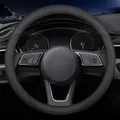 Carodi Neueste Nappaleder Auto Lenkrad Abdeckung, stilvolle rutschfeste Leder Auto Innenraum 15 Zoll Universal (schwarz)