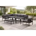 Gardissimo LARINO Alu Ecklounge Gartenmöbel Sitzgruppe mit Ausziehtisch
