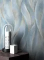 Newroom Vliestapete Shae Tapete Dschungeltapete Leicht Glänzend,Blätter,Wellen, Blau Tapete Floral Leicht Glänzend - Dschungeltapete Mustertapete Tropisch Modern Blätter Wellen für Wohnzimmer Schlafzimmer Küche, Mustertapete