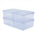Rotho Clear 4er-Set Aufbewahrungsbox mit Deckel | 18l | Stapelboxen perfekt für Aufbewahrung Kleidung | sicher verschließbar | stapelbar & platzsparend | pflegeleicht | transparent blau