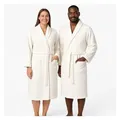 Betz Bademantel Microfaser mit Schalkragen - MALMÖ - für Herren und Damen, Gürtel beige S/M