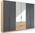 rauch Drehtürenschrank Kleiderschrank Schrank Garderobe Ankleide DARK&WOOD BY QUADRA SPIN (Breiten: 181/226/271 cm, Höhe 210 cm) im Industrial Style mit Schubkästen in Eiche Dekor, mit Spiegel