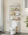SONGMICS Badregal Badezimmerregal, 4-stöckiges Toilettenregal, verstellbare Ablagen Toilettenpapierhalter