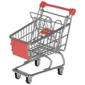 Miniatur Einkaufswagen | 9,5x14x12cm Eisen Kunststoff Silber rot | Supermarkt-Handwagen zur Aufbewahrung