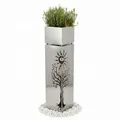 Garden Pleasure Pflanzsäule BUCHE Edelstahl 102cm silber Baummotiv Dekosäule