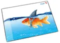 Läufer 46649 Schreibtischunterlage Goldhai Fisch, 53x40 cm, rutschfeste Schreibunterlage für Kinder, Zubehör für Kinderschreibtisch, mit transparenter Seitentasche