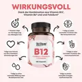 YesVegan® Vitamin B Komplex B12 hochdosiert Kapseln – 180 Stück – Mit 3 aktiven B12 Formen, Folsäure & Vitamin B6 – Für Energie, Nerven & Stoffwechsel – Vegan, 180 Tage Vorrat