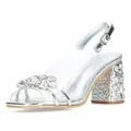 Laura Vita Damen Sandalette in Silber durchscheinend mit Perlen MARLEN-03, Größe:39 EU, Farbe:Silber