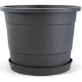 Plastard Blumentopf Terra Ø 54 cm mit Untersetzer Anthrazit Pflanzkübel mit Überlauf - Grau