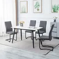 Esszimmerstuhl LOANO in grau 4er-Set, mit Schwinggestell aus Metall, Sitzschale gepolstert und mit Kunstleder bezogen, Schwingstuhl gepolstert