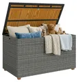 Outsunny Gartenbox 450 L Polyrattan wasserdicht Auflagenbox mitHolz-Deckel