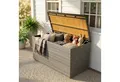 Outsunny Gartenbox mit FSC-Holz-Deckel, Gasdruckfedern, Innenfutter (Auflagenbox, 1 St., Aufbewahrungsbox), für Garten Balkon Pool Dunkelgrau