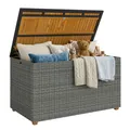 Gartenbox 450 L Polyrattan wasserdicht Auflagenbox mit FSC-Holz-Deckel