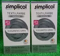 2x Simplicol TEXTILFARBE intensiv ELEGANTES GRAU färbt Rückstandsfrei gleichmäßi