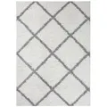Vimoda Hochflor-Läufer Shaggy Wohnzimmer Rautenmuster Weiss, Rechteckig, Höhe: 30 mm, Langflor, Rauten muster, Skandi Design in Creme weiß Rechteckig | 150 cm x 150 cm x 30 mm