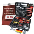 FAMEX 144-50 Kompakter Werkzeugkoffer bestückt mit Werkzeug Set für Auto, Camper, CV-Stahl, Idealer Bordkoffer
