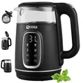 Ecosa® Wasserkocher mit Temperatureinstellung Glas Edelstahl - Teekocher - 1,7 Liter 2.200 Watt - BPA Frei mit Temperaturwahl 40°C-100°C - Warmhaltefunktion LED Beleuchtung (Black Pearl)
