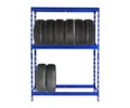 PROREGAL Reifenregal Tiger | HxBxT 180x130x50cm | bis zu 12 Reifen | mit Fachboden | Blau Reifenständer Garagenregal