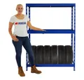PROREGAL® Schwerlastregal Reifenregal Räderregal TIGER 180x130x50cm 12 Reifen + 1 Ablage Blau, Für Winterreifen Sommerreifen Allwetterreifen mit Fachböden