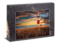Ulmer Puzzleschmiede - Puzzle „Horizont“ - Klassisches 1000 Teile mit Leuchtturm am Meer - Das Licht auf dem Leuchtturm löst das Licht der Sonne ab und leitet den Abend EIN - Puzzle Made in Germany