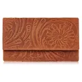 Damen Vintage Leder Geldbörse mit Blumen orange groß Paolo Peruzzi T-108-HOR - Orange
