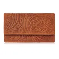 Damen Vintage Leder Geldbörse mit Blumen orange groß Paolo Peruzzi T-108-HOR