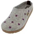 Haflinger Grizzly Cuoricino Filzclog aus reinem Wollfilz Unisex Herzmotiv Hausschuh grau 37 EU