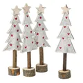 Tannenbaum Deko Filz Beige Rot Weihnachtliches Set 21cm 4 Stk, 4 Stück