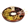 MamboCat Juego Tapas Schale Ø 33,5cm | große dunkelbraune Tonschale mit integriertem Schälchen für Kerne oder Dip I Cazuela für Antipasti, Fingerfood & Co.