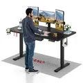 SANODESK QS1 Höhenverstellbarer Schreibtisch 160x60cm elektrisch 4 Memory-Funktion Antikollisionsschutz 70 kg Tragkraft Haken Kabelmanagement(Schw... - Schwarz