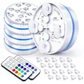 Joycome Poolbeleuchtung Unterwasser, IP68 Wasserdicht 13 LED Pool Licht mit Fernbedienung, 16 RGB Unterwasser Licht, Poolbeleuchtung Magnetisch/Saugnapf für Pool Spa Teich Badewanne Brunnen (4 Stück)