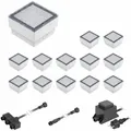 ledscom.de LED Pflaster-Stein Gorgon Boden-Einbauleuchte für außen, 10x10cm, 12V, kalt-weiß 13er Set