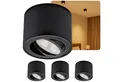 Sweet LED LED Aufbaustrahler 4er Set flache LED Aufbauspots schwarz - rund & schwenkbar, 5 W, 230V, LED wechselbar, Warmweiß, LED Deckenlampe, Deckenspot, Deckenstrahler