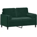 vidaXL 2-Sitzer-Sofa mit Zierkissen Dunkelgrün 120 cm Samt 3200873