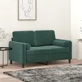 2-sitzer Sofa Mit Dunkelgrünen Kissen 120 Cm Aus Samt